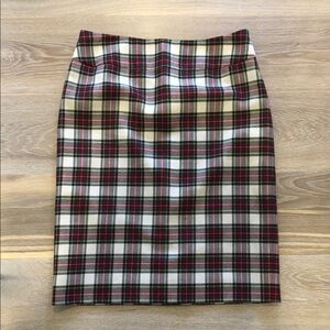 Pendleton Red and Cream Wool Lined Plaid Pencil Skirt